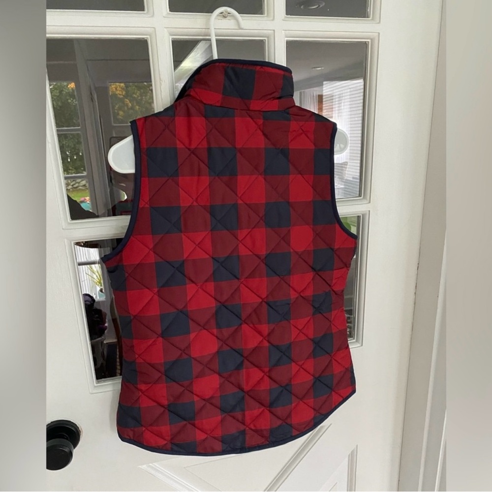 Paraphrase Women’s Navy & Red Buffalo Plaid Puffer Vest Size S NWOT - Picture 5 of 6